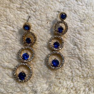 Sapphire blue earrings with rhinestones